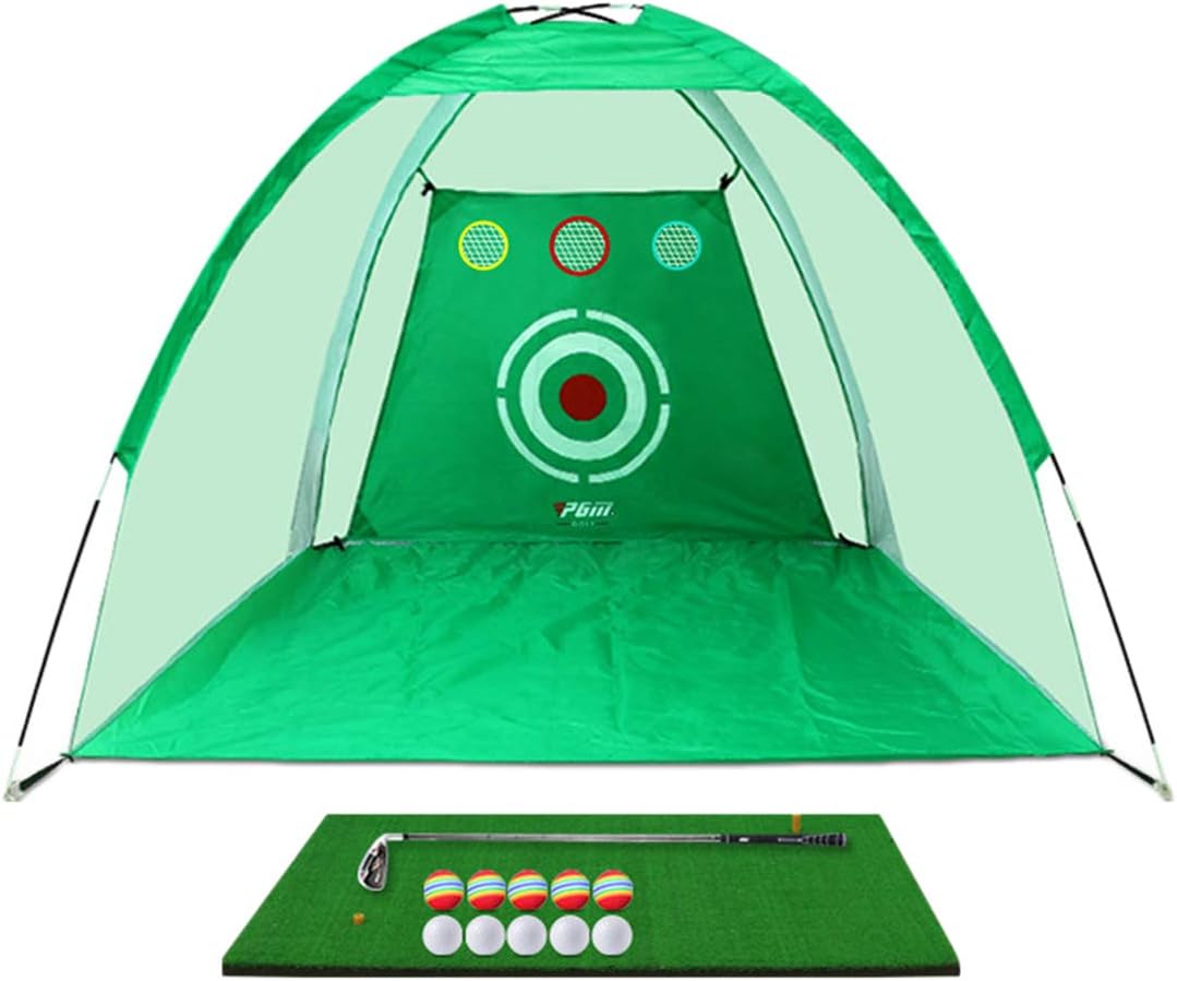 FLY CC Portable Golf Hitting Nets for Backyard Driving Practice Indoor Outdoor with Carry Bag 10FT And 6FT for Choose Include Golf Mat Ball And Driver,Green,10FT