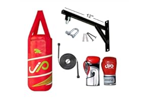 JP Kids Punch Bag Set | 2-Feet UN- Filled Punching Bag with Hanging Straps, Boxing Gloves and Wall Bracket Hook | Junior Kick