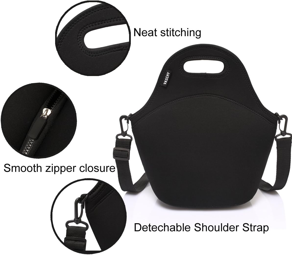 VASCHY Neoprene Lunch Bag for Women Men, Kids, Thermal Lunch Bag Lightweight Washable Lunch Tote for Work School - Image 5