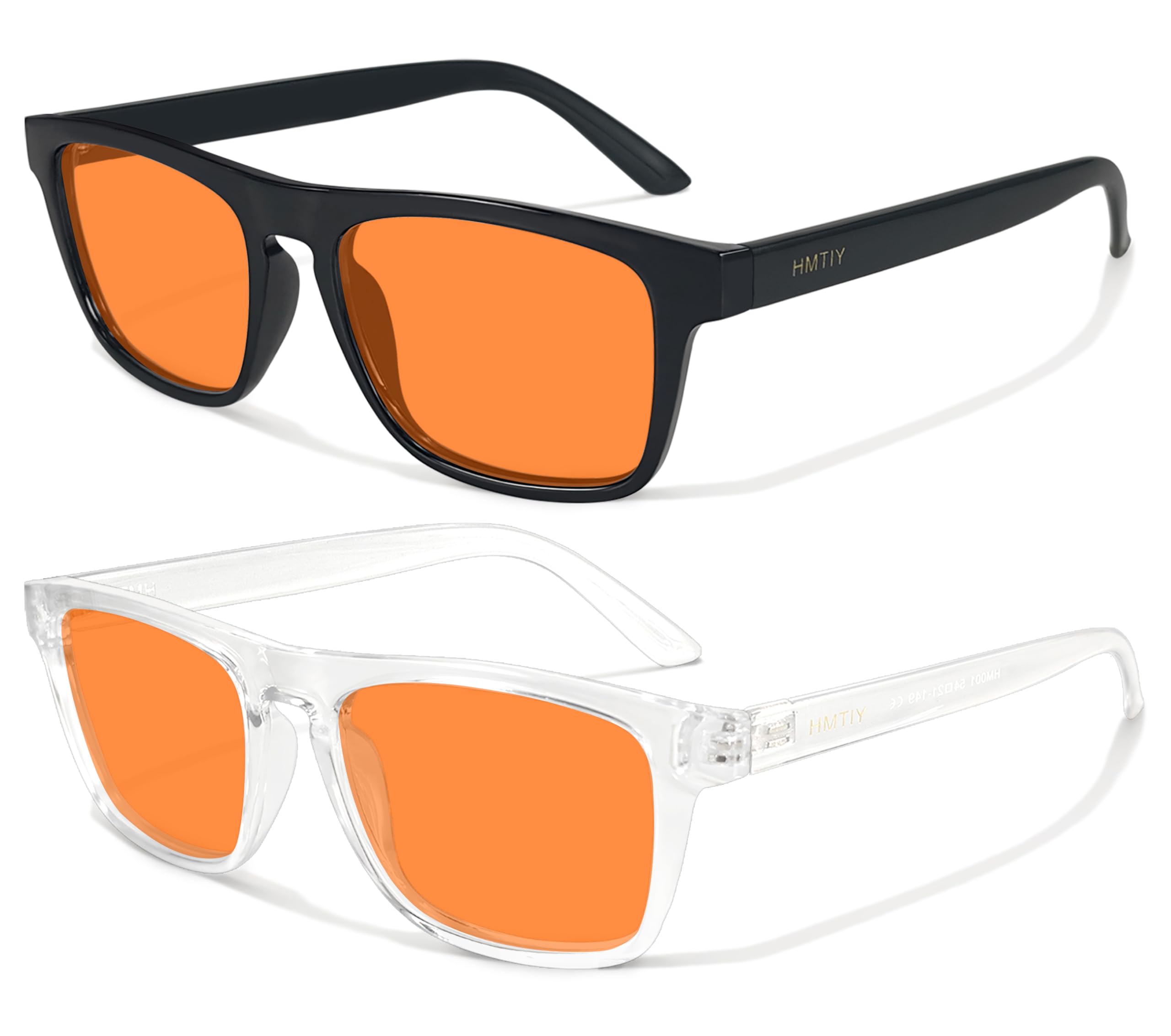 Photo 1 of ** ONLY ONE (ORANGE)**   HMITY 2 pack 99% Blue Light Glasses Men Woman, Computer Gaming Glasses for Men, Blue Light Filtering Amber Lenses Anti-Fatigue & Eye Strain(A1 Black & Transparent)