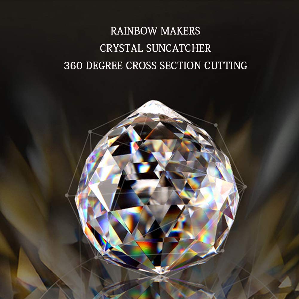 WEISIPU 3PCS Faceted Prism Crystal Balls, Clear Hanging Pendant Suncatcher Balls Prism Pendant Suncatcher 30/40/50MM