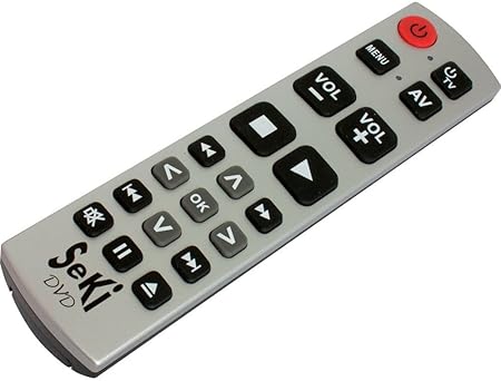 SeKi DVD silber-schwarz lernfähige Universal-Fernbedienung mit großen Tasten - für Senioren + Kinder