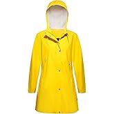 Mixxmix Rain Jacket Womens Waterproof with Hood, Long Rain Coat Windproof Windbreaker Outdoor Rain Trench Coat S-XXL