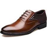 ZYUEER Chaussures Homme Ville Cuir Vernis Oxford Derby Vintage Rétro - Grandes Tailles Business Mariage