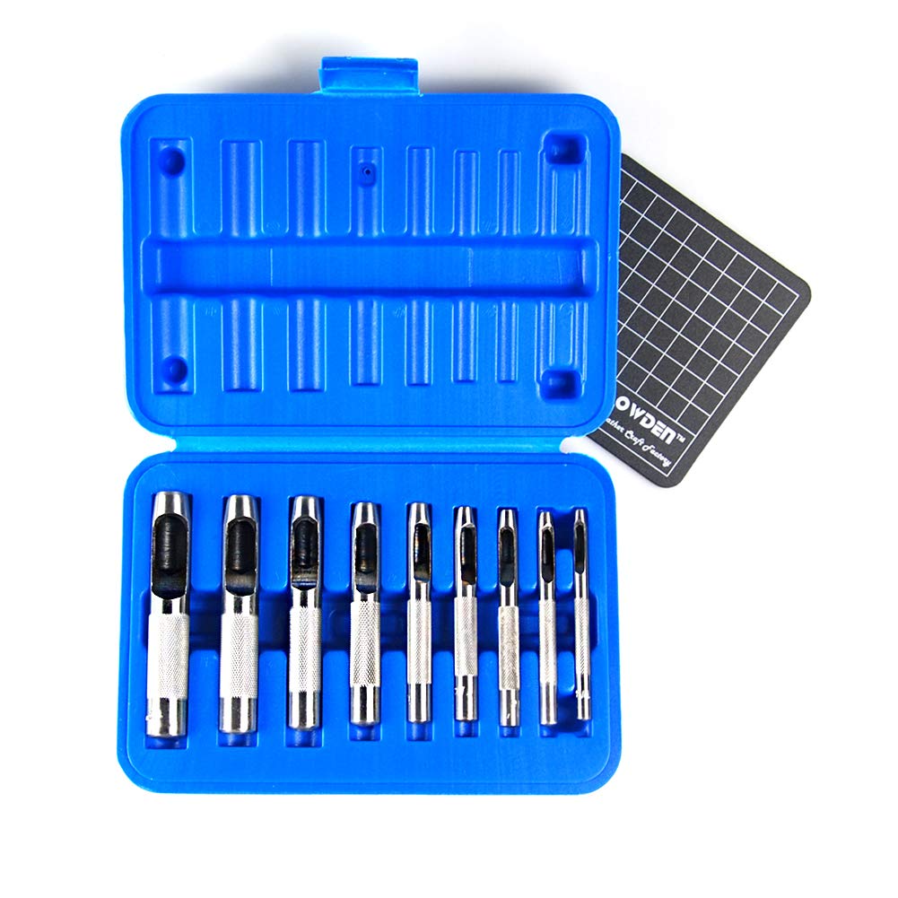 OWDEN 9 Pieces Hollow Punch Set (1/8"-1/2") with A
