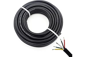 18AWG UL2464 Power Cable Flexible Stranded Electrical Wire LED Red & Black & Yellow & White & Green 5 Conductors 18Gauge 5cord 25ft