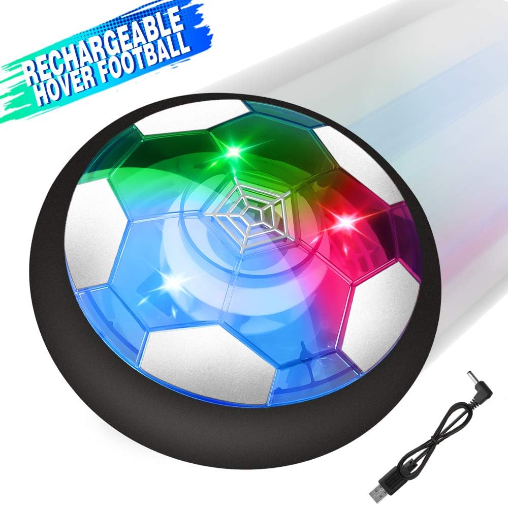Growsland Kids toys Hover Soccer Ball, Rechargeable Air Power Floating Soccer Football Hockey Disk Colorful LED Light & Foam Bumpers Games Gifts Gadgets for Boys Girls Toddlers Birthday Indoor Outdoor