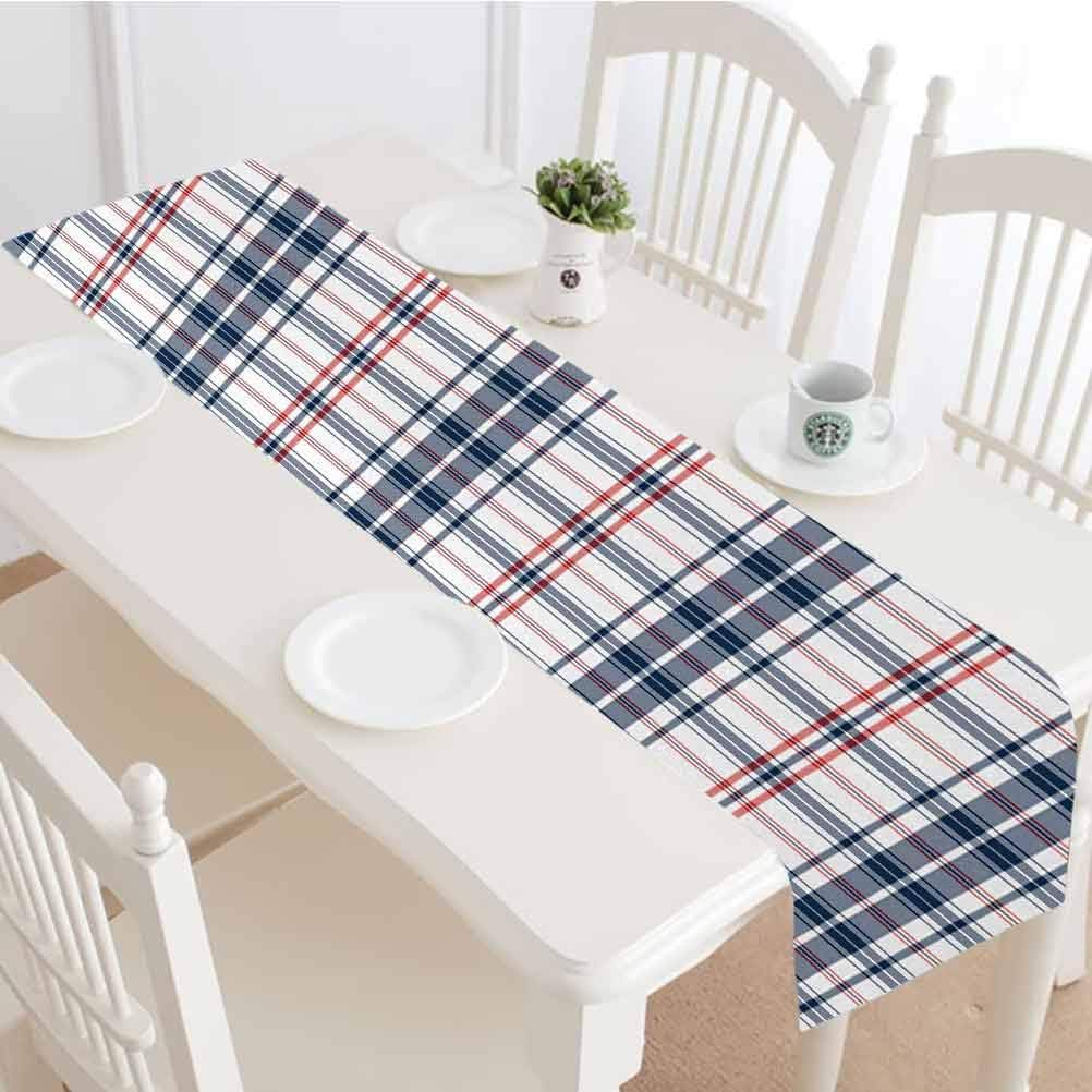 Plaid Linen Burlap Table Runner,Traditional Checkered British Country
