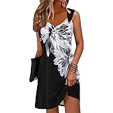 Disamer Summer Dresses for Women 2026 Sundresses Sleeveless Beach Swimsuit Cover Ups Spring Casual Tank Tshirt Sun Dress