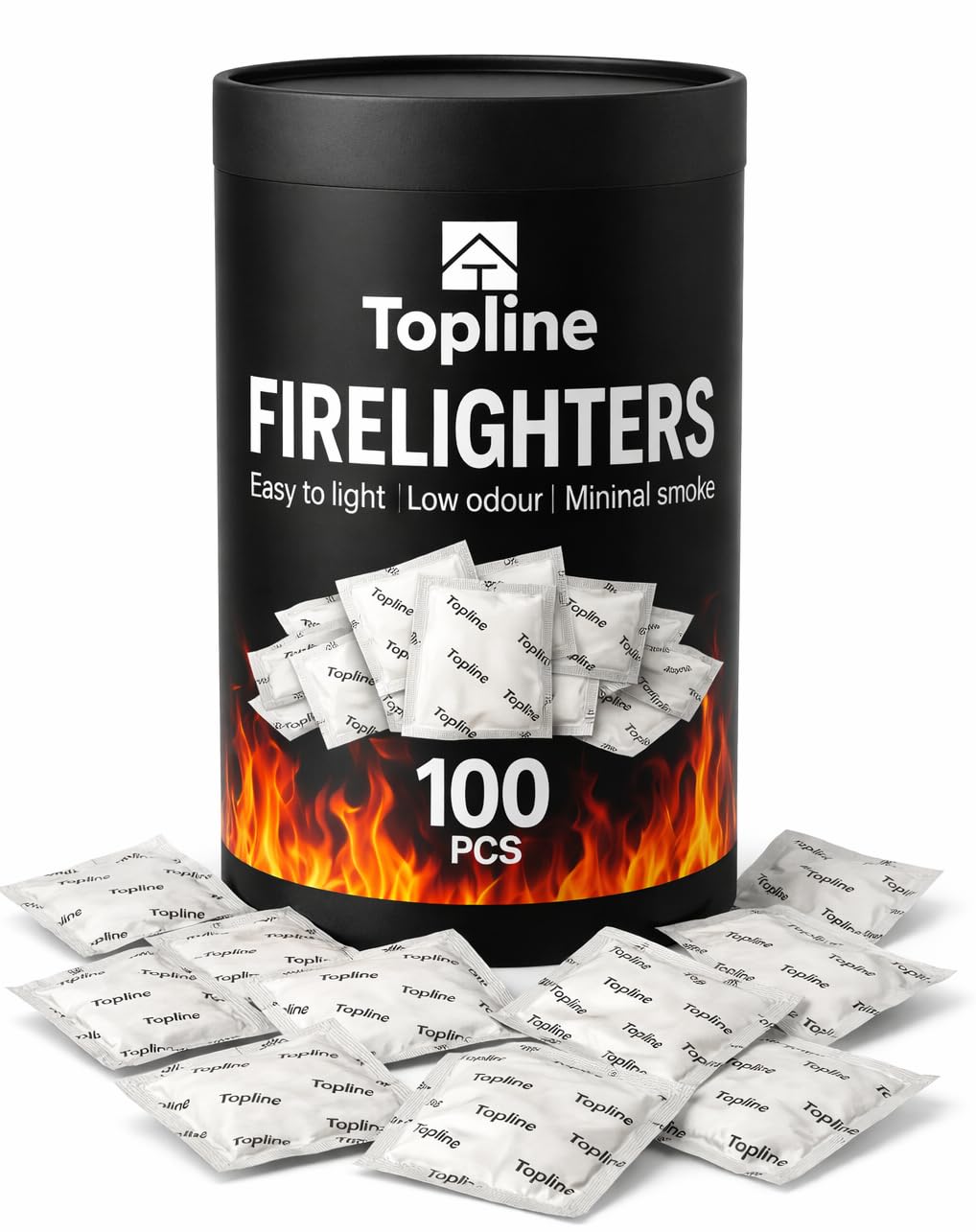 Instant Fire Starter Lighters Multipack - Odourless Firelighter Sachets. Fire Lighters for Wood Burners, Fire Logs, Charcoal BBQ. Waterproof Firelighters for Open Fires (100)
