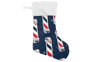 XUWU Christmas Stockings with Vintage Barber Pole Flag Print Xmas Stockings Ornament Gifts for Family Holiday Party Decor 2pcs