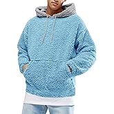 Runcati Mens Fuzzy Sherpa Pullover Hoodie Sweatshirts Long Sleeve Sport Front Pocket Military Fall Outwear Winter Hooded