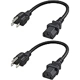 CableCreation [2-Pack 1 Feet 18 AWG Universal Power Cord for NEMA 5-15P to IEC320C13 Cable, 0.3M / Black