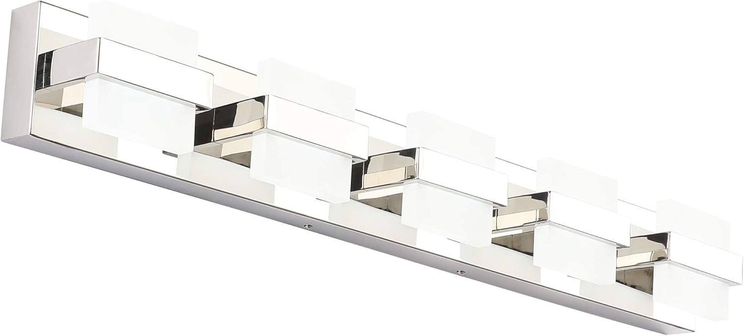 SOLFART Modern Bathroom Vanity Lights 5 Lights LED Over Mirror Fixture Acrylic Stainless Steel Wall Light - - 