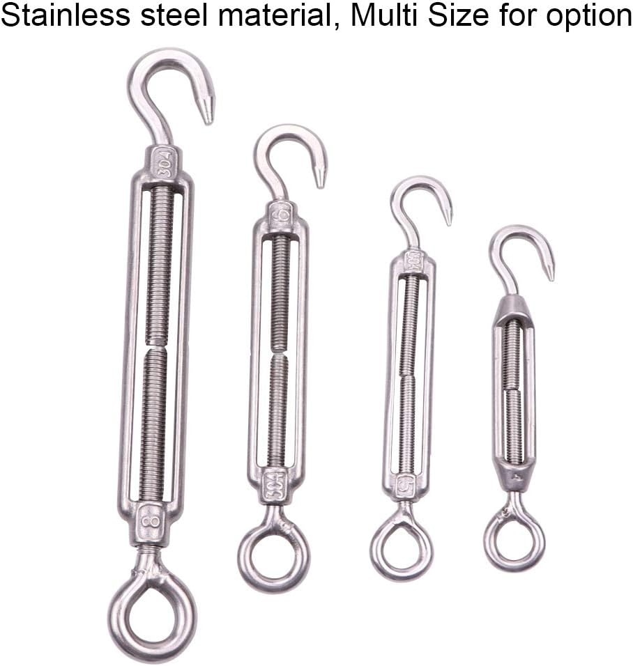 Houdao 5pc Turnbuckle Wire Tensioner M4 Stainless Steel Adjustable Hook and Eye Rope Cable