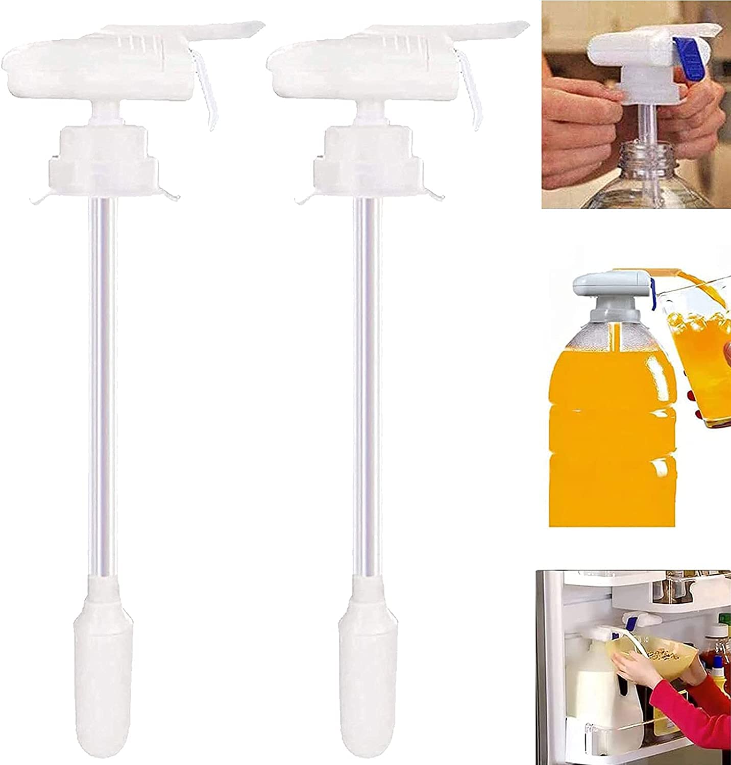 2PCS Automatic Drink Straw and Dispenser Gadget - Spill Proof Portable Electric Tap Water Dispenser Pumps for Milk, Juice, Beer, Beverage Bottle - Magic Tap