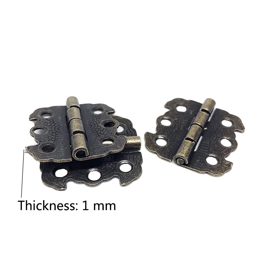 Bronce 29x 27mm Juland 20 Piezas Mini bisagras de diseños grabados