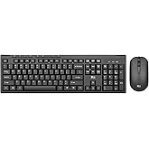 Wireless Keyboard and Mouse Combo,Rii RK211 2.4G Full-Sized Ergonomic Keyboard Mouse,4 DPI Adjustable Cordless USB Keyboard and Mouse for Computer/Laptop/Windows/Mac