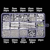 144 Pcs Ribbon Clamp 8mm 10mm 16mm 20mm 25mm 30mm 35mm and 72 Pcs Lobster clasps 12mm 230 Pcs jump rings 5mm 72pcs chain extension 100 Pcs Alloy Drop End for Jewelry findings (SILVER PLATED)