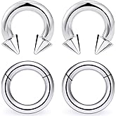 Uqnwbdq 6G 8G Large Septum Ring Piercing PA Ring Hypoallergenic 316L Surgical Steel Septum Nose Rings Gauges Earrings Hoops CBR Body Piercing Jewelry for Women Men Inner Diamond 12mm 14mm 16mm