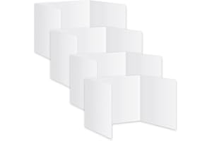 COFEETBO 4 Packs Privacy Shields for Student Desks, Plastic Privacy Boards Study Carrel Desk Divider Privacy Folders for Students Teacher School, Desk Partition Plastic Privacy Shield Boards (White - 4 Pack)