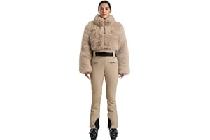 GSOU SNOW Womens Ski Suit One Piece Waterproof Snowsuit Slim Fit Insulated Snowboard Ski Outfits Winter Faux Fur Jumpsuit