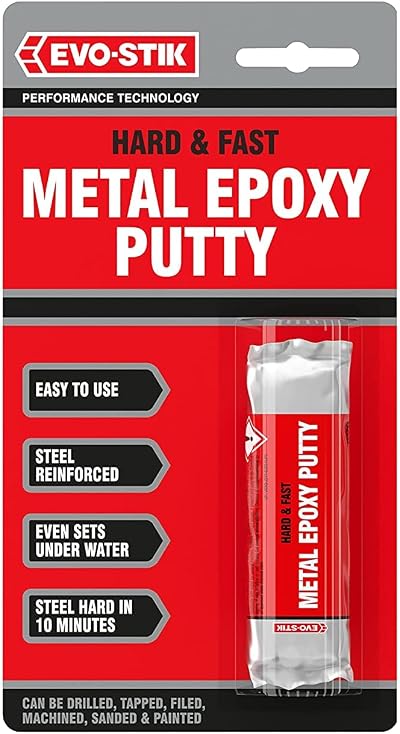 EVO-STIK Hard & Fast Metal Epoxy Putty 50g Grey Sets Steel in 10 Minutes