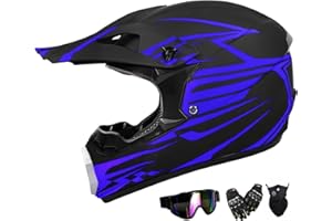 TIANDU Youth Dirt Bike Helmet,ATV Helmet Motorcycle Helmets ,Unisex Offroad Helmets with Gloves Goggle Face Shield,Full Face Helmets Dot Approved