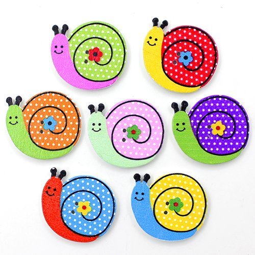 Namvo 100pcs Multicolored Cartoon Animal, Cute snail 2 Holes Wood Sewing Buttons for Sewing Knitting Crafting Scrapbook Baby Clothes Cardigans