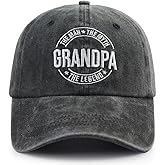Grandpa The Man The Myth The Legend Hat for Men, Funny Adjustable Cotton Embroidered Grandfather Baseball Cap