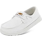 STQ Women Boat Shoes with Orthopedic Insole Slip On Business Casual Shoe for Plantar Fasciitis Lightweight Canvas Loafer