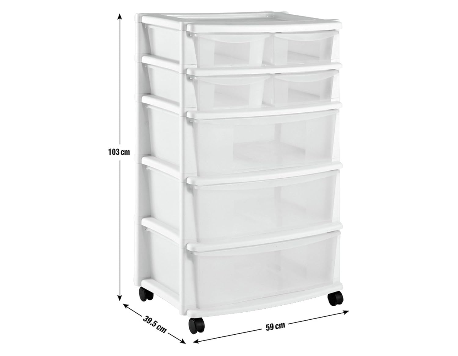 Blanc 131 Litre Delex® Premium Plastique Tour Meuble de Rangement 7