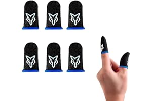 SARAFOX Finger Sleeves Breathable Touchscreen for Mobile Games V1 (6pcs) Profesional Finger Gloves Gamer PUGB Free Fire COD (Black/Blue)