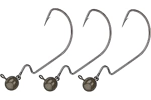 Reaction Tackle Tungsten Football Swing Jig Heads - Bass Fishing Jigs -Swinging Action Trigger Bait -Versatile Jig with Sharp Hooks -Mimics Crawfish (3-Pack)