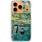Rambulgkt Water Lily Pond Black Cat Phone Case Compatible with iPhone 17 Pro, Cute Cat Painting Phone Cover for iPhone 17 Pro