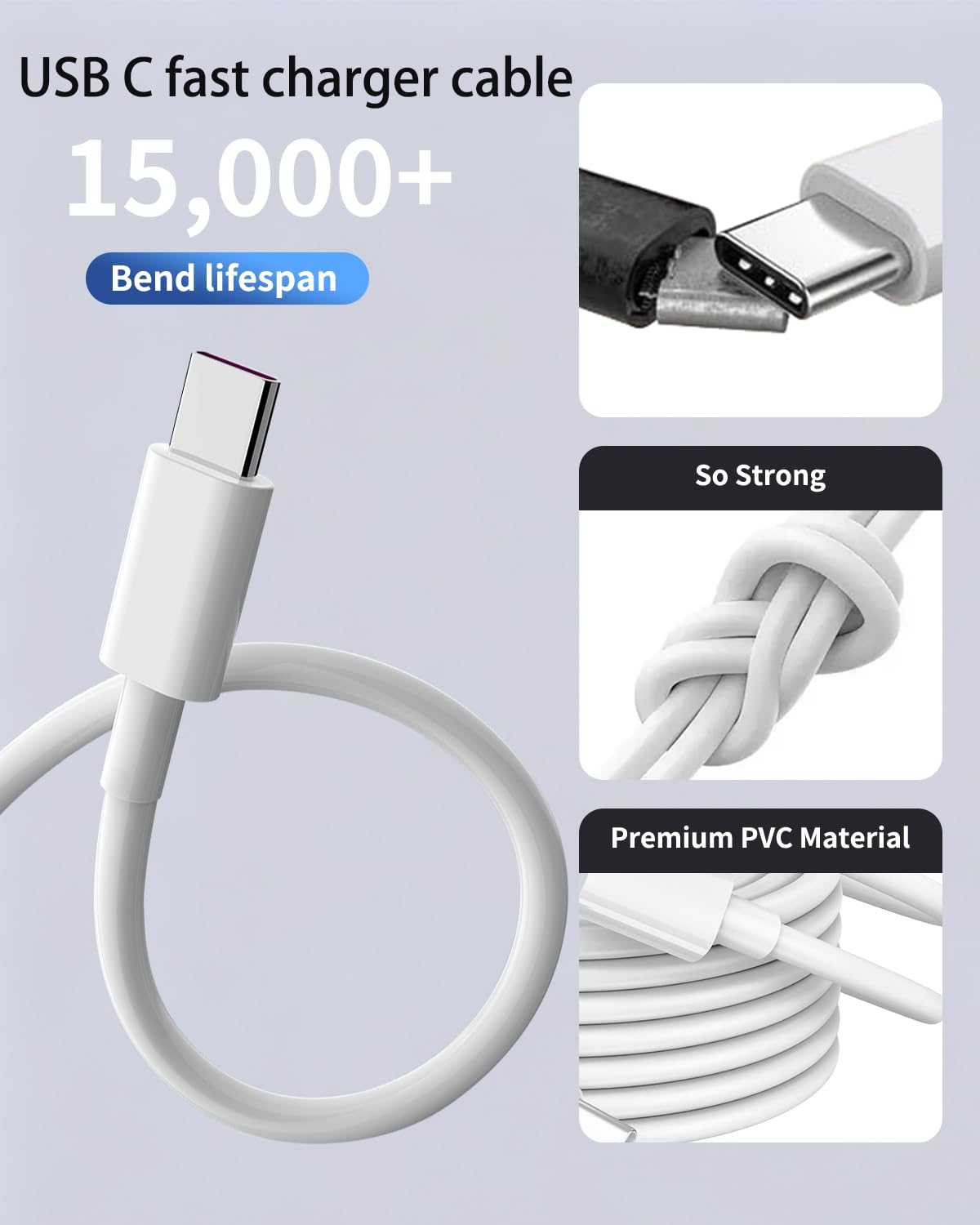 USB C auf USB C Kabel 1M 2Pack, 60W/3A Schnellladekabel USB C Kabel Cable 3