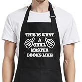Oxpaynop Grilling Aprons for Men, Grill Dad Apron for Chef BBQ with Pockets, Father Birthday Gifts from Daughter Son