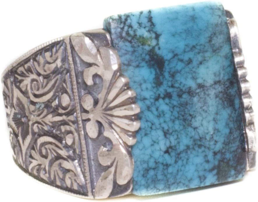 Falcon Jewelry Turquoise Natural Gemstone, Sterling Silver Men Ring, Steel Pen Craft, Free Express Shipping