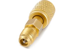 Otoolling 1 Pcs R32 R454B Refrigerant Brass Adapter 1/4" Female to 1/4" Male Reverse Thread Adapter Heavy Duty HVAC Quick Connect Fittings Low Loss for R32 R454B Refrigerant Tanks Mini Split Systems