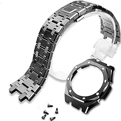 HJHYUL 44mm All Stainless Steel Watch Bezel & Band