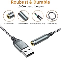 MCSPER 2-Pack USB to 3.5mm Jack Audio