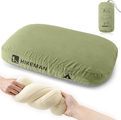 HIKEMAN Camping Memory Foam Pillow Ultralight Neck Support Army Green