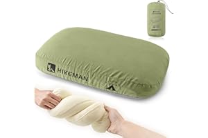HIKEMAN Camping Memory Foam Pillow - Ultralight Travel Pillow,Backpacking Pillow with Removable Cover,Ergonomic Pillows,Neck Lumbar Support for Outdoor Camp,Sport,Hiking,Backpacking Sleep (Army Green)