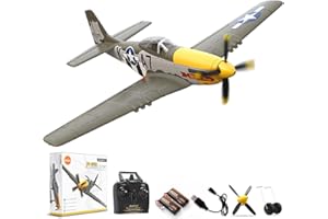 VOLANTEXRC Brushless 4CH RC Plane P51D Mustang 500mm Remote Control Airplane Fighter RTF with 6-Axis Gyro, 3 Modes & Aerobati
