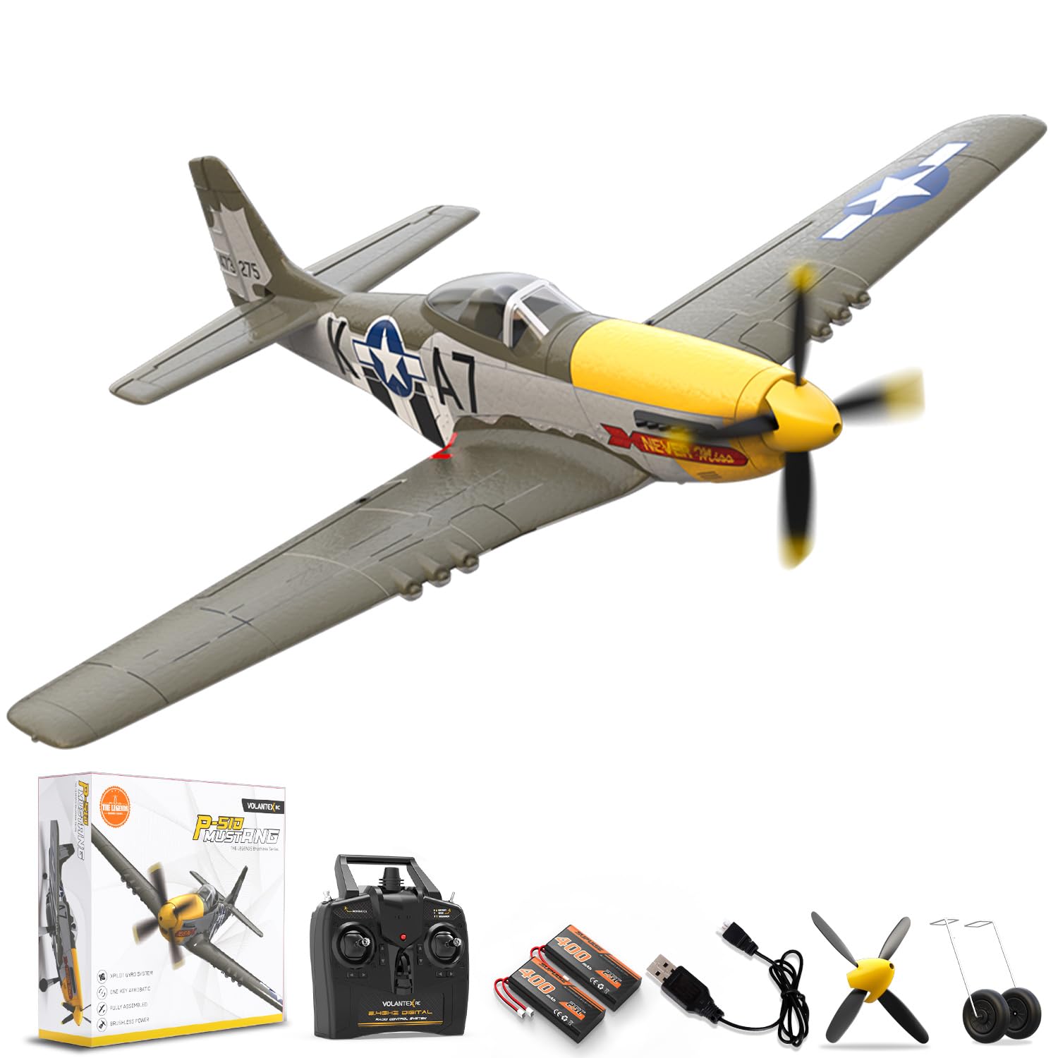 VOLANTEXRC Brushless 4CH RC Plane P51D Mustang