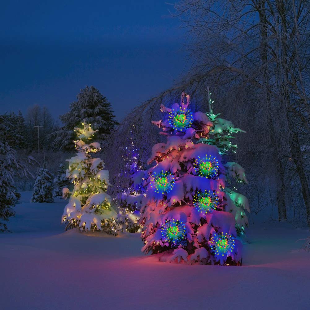 Decorative Lights Christmas LED Light Hanging Fairy Lights 2 Pack Waterproof 8 Modes 120 LED String Lights Starry Lights with Remote Timer Outdoor Indoor Lighting (Multi 2PCS)