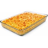 Ums 4-Qt (16" x 11" x 2") Glass Baking Dishes for Oven, Glass Oven Pan &amp; Tray Bakeware, Borosilicate Glass Casserole Dish Cookware, Microwave &amp; Oven-Safe Clear Bakeware