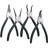 LFSEMINI Snap Ring Pliers Set, 4pcs 7" Internal/External Circlip Pliers Kit with Straight/Bent Jaw, Heavy Duty Precision Spri