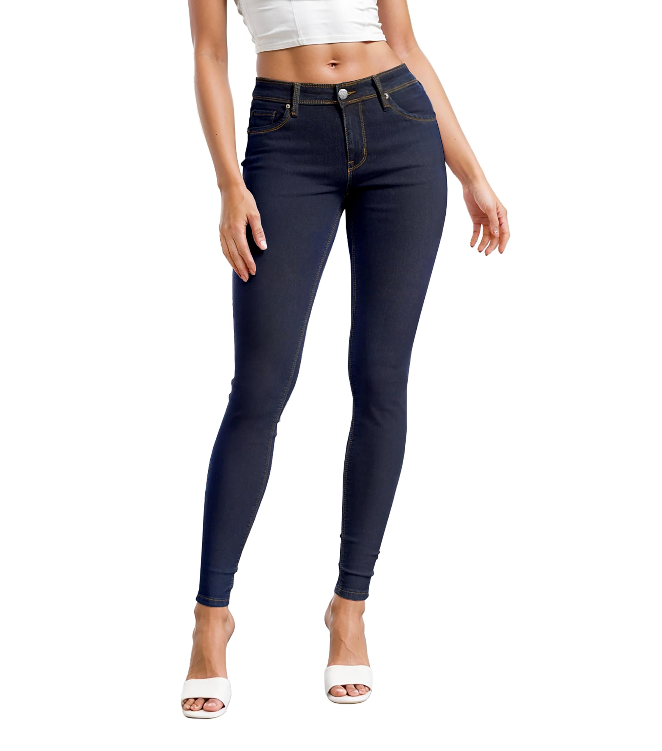 Photo 1 of & Company Womens Super Comfy Stretch Denim 5 Pocket Jean P22880SK Indigo 7 Short