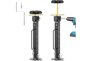 AUH Upgraded RV Trailer Stabilizer Jacks Adjusted from 17"-37" Camper Slide Out Support Jacks with Rubber Pad for RV Patio, Aluminum Gear Box (Electric Drill Adjust),Supports Up to 5,000 lbs